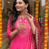 Party Wear Chinnon Pink Suit Set