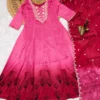 Party Wear Chinnon Pink Suit Set