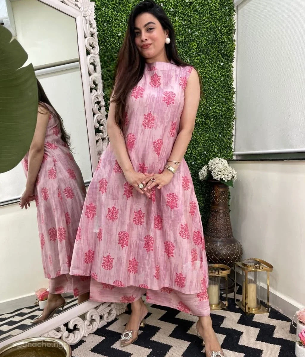 Sleeveless Straight Kurti Palazzo Set