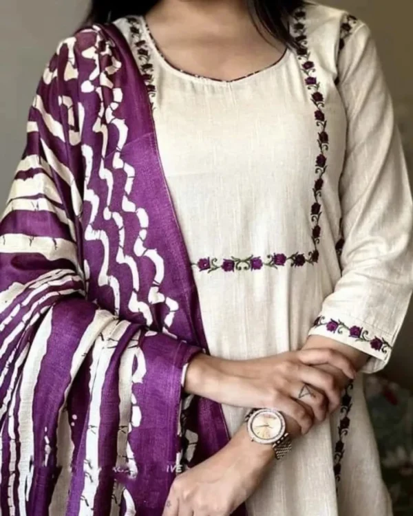 White Khadi Cotton Suit Set