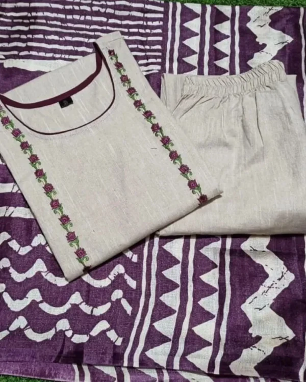 White Khadi Cotton Suit Set