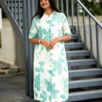 A-Line White Cotton Kurti Palazzo Set