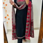 Black Handloom Cotton Embroidery Suit Set