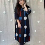 Black Polka Dots Cotton Kurta Pant Set