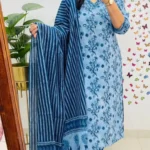 Cotton Blue Floral Printed Suit Set