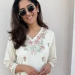 Cotton Off-White Kurti Palazzo Set Front
