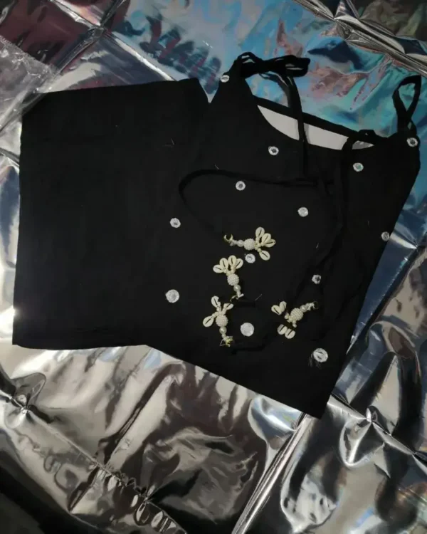 Cotton Office Wear Black Kurti Pant Set 2