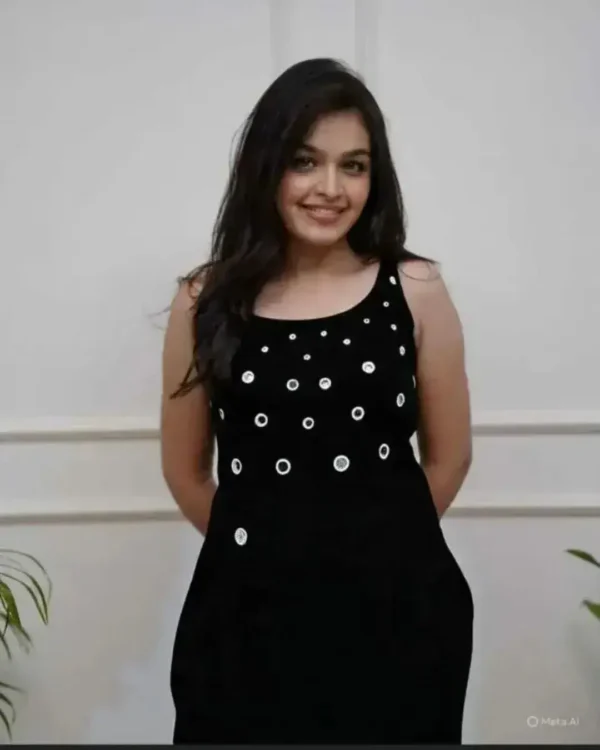 Cotton Office Wear Black Kurti Pant Set Front1