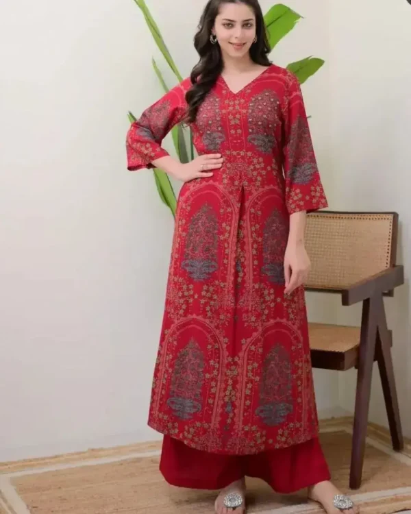 Handwork Printed Cotton Kurti Pant Set