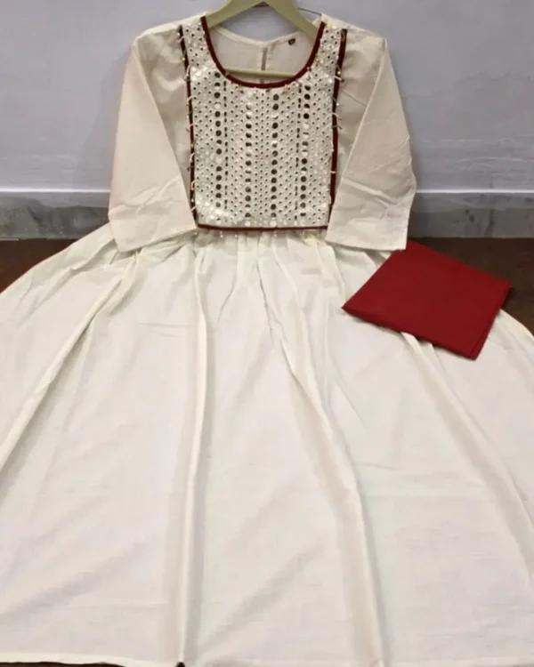 Off White Kurti Combination With Pant Set 1