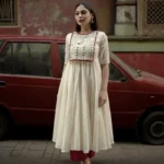 Off White Kurti Combination With Pant Set