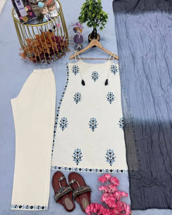 Off White Suit With Dupatta Set 2