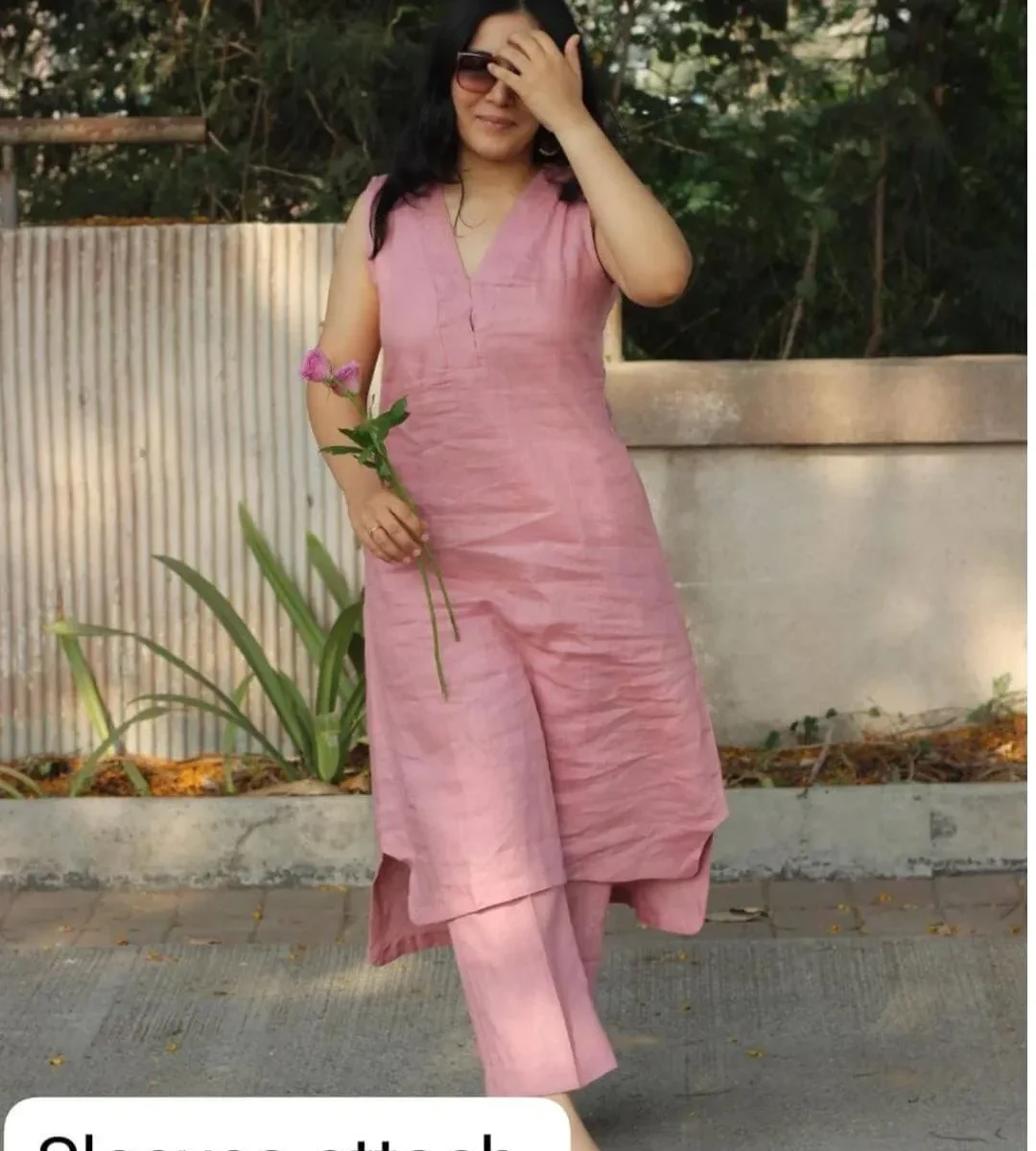 Sleeveless Straight Kurti Palazzo Set