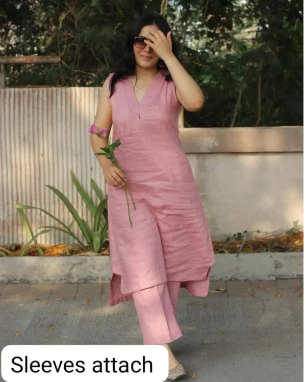 Sleeveless Straight Kurti Palazzo Set