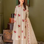 Floral Print Off White Suit With Dupatta​