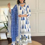 Angrakha Style Anarkali Kurti Pant Dupatta Set​