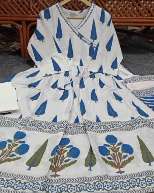 Angrakha Style Anarkali Kurti Pant Dupatta Set​