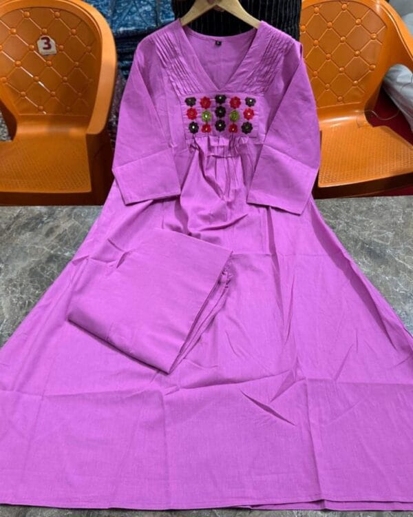 Pink Printed Office Wear Kurti Pant Set 1