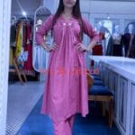 Pink Printed Office Wear Kurti Pant Set