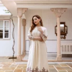 White Floral Cream Kurta Pant Set