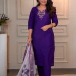 Purple Roman Silk Suit Set