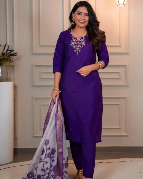 Purple Roman Silk Suit Set