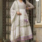 Pure Malmal White Printed Suit Set