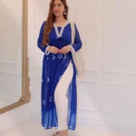 Fox Georgette Blue Kurti With Cotton Pant