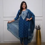 Cotton Blue Suit Set For Women