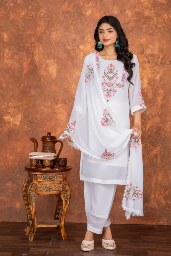 White Heavy Faux Georgette Suit Set