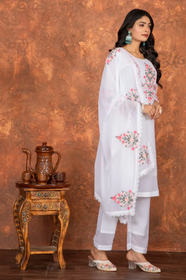 White Heavy Faux Georgette Suit Set