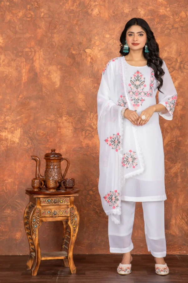 White Heavy Faux Georgette Suit Set