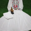 Flared White Cotton Kurti Pant Set