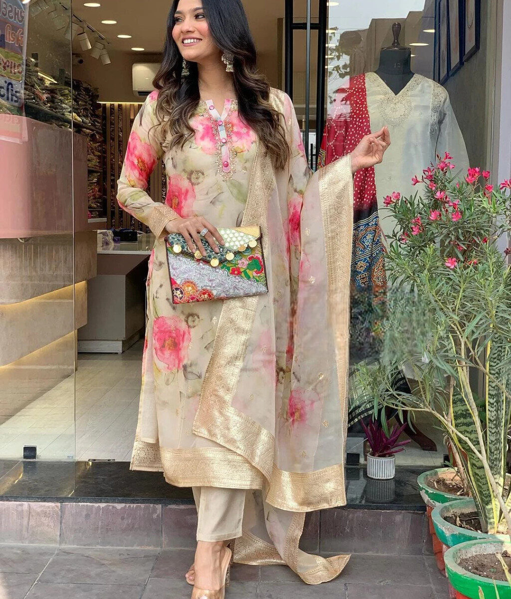 Organza Silk Party Wear Suit Set