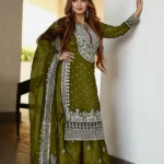 Green Party Wear Sharara Suit Set