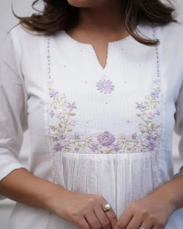 Office Wear White Kurti Pant Set