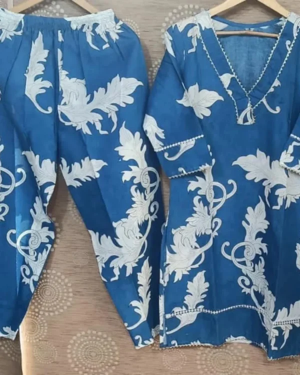 Sanganeri Printed Cotton Kurti Pant Set
