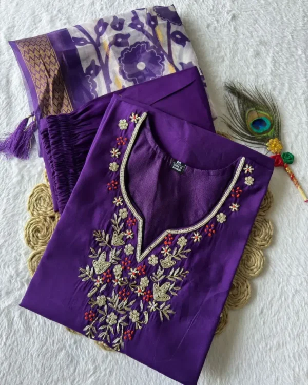 Purple Roman Silk Suit Set