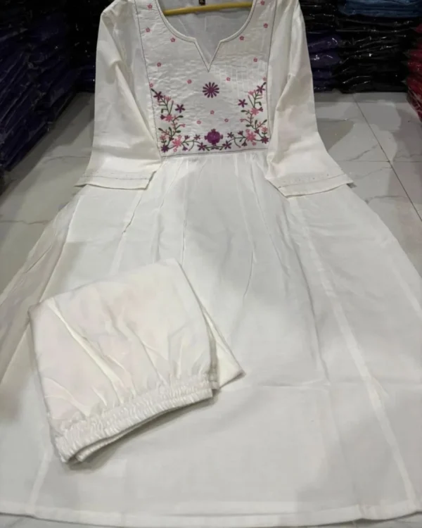 Office Wear White Kurti Pant Set