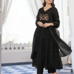 Black Cotton Anarkali Suit Set​