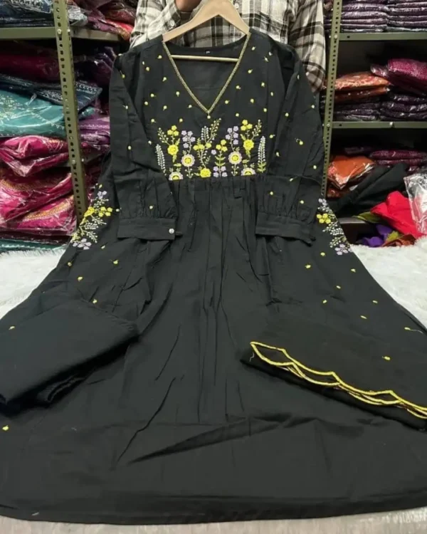 Black Cotton Anarkali Suit Set​