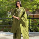 Cotton Mehndi Green Suit Set