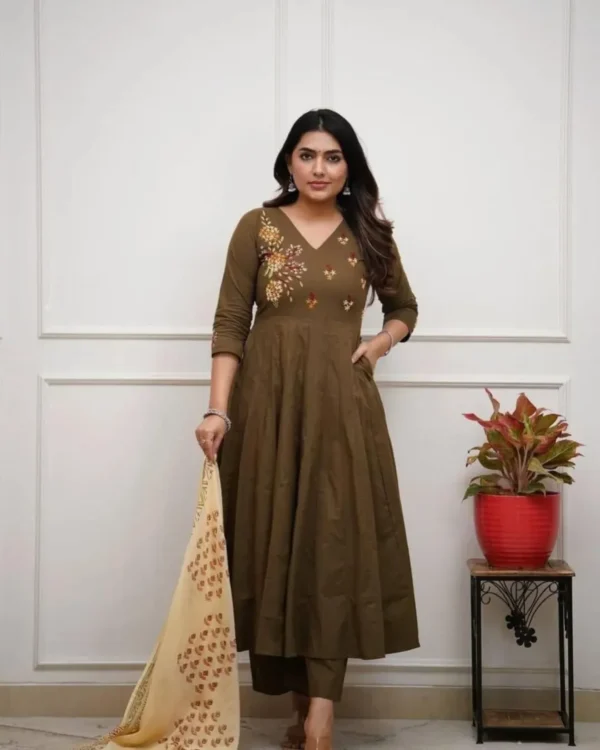 Flared Anarkali Cotton Suit Set 1