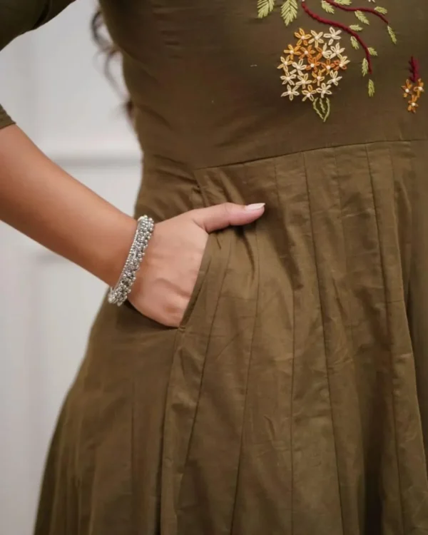 Flared Anarkali Cotton Suit Set