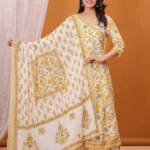 Flared Cotton Floral Printed Suit Set