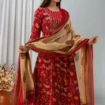 Flared Cotton Mirror Work Suit Set