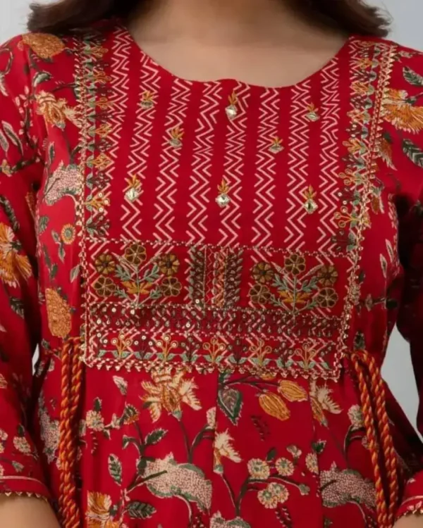 Flared Cotton Mirror Work Suit Set Front (2)