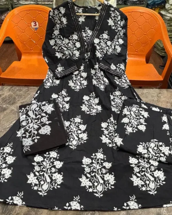 Floral Print Black Anarkali Suit For Women 1