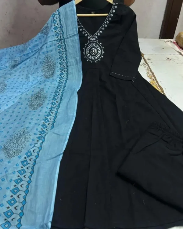 Floral Print Black Anarkali Suit For Women