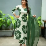 Floral Printed Cotton Kurti Pant Dupatta Set